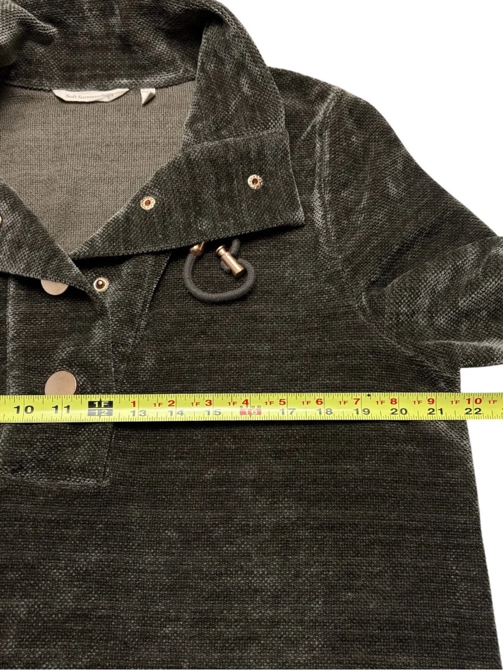 Soft Surroundings St. Germain Brown Velour Pullover Tunic Size L - Picture 5 of 8